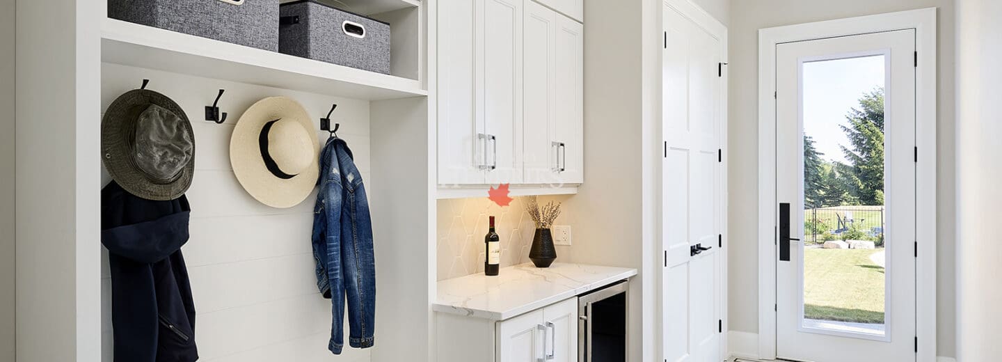 The Mud Room with Custom Bench and Coat Hooks