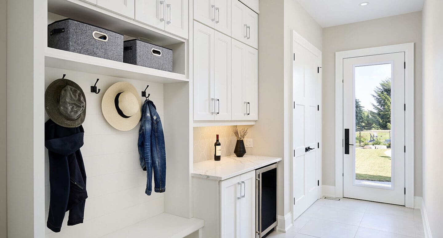 The Mud Room with Custom Bench and Coat Hooks