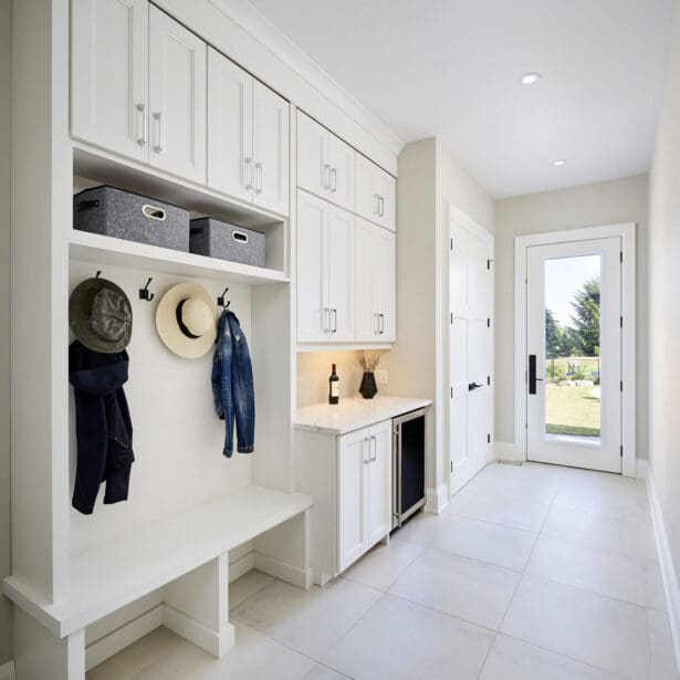 The Mud Room with Custom Bench and Coat Hooks