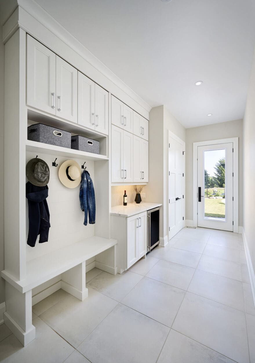 The Mud Room with Custom Bench and Coat Hooks